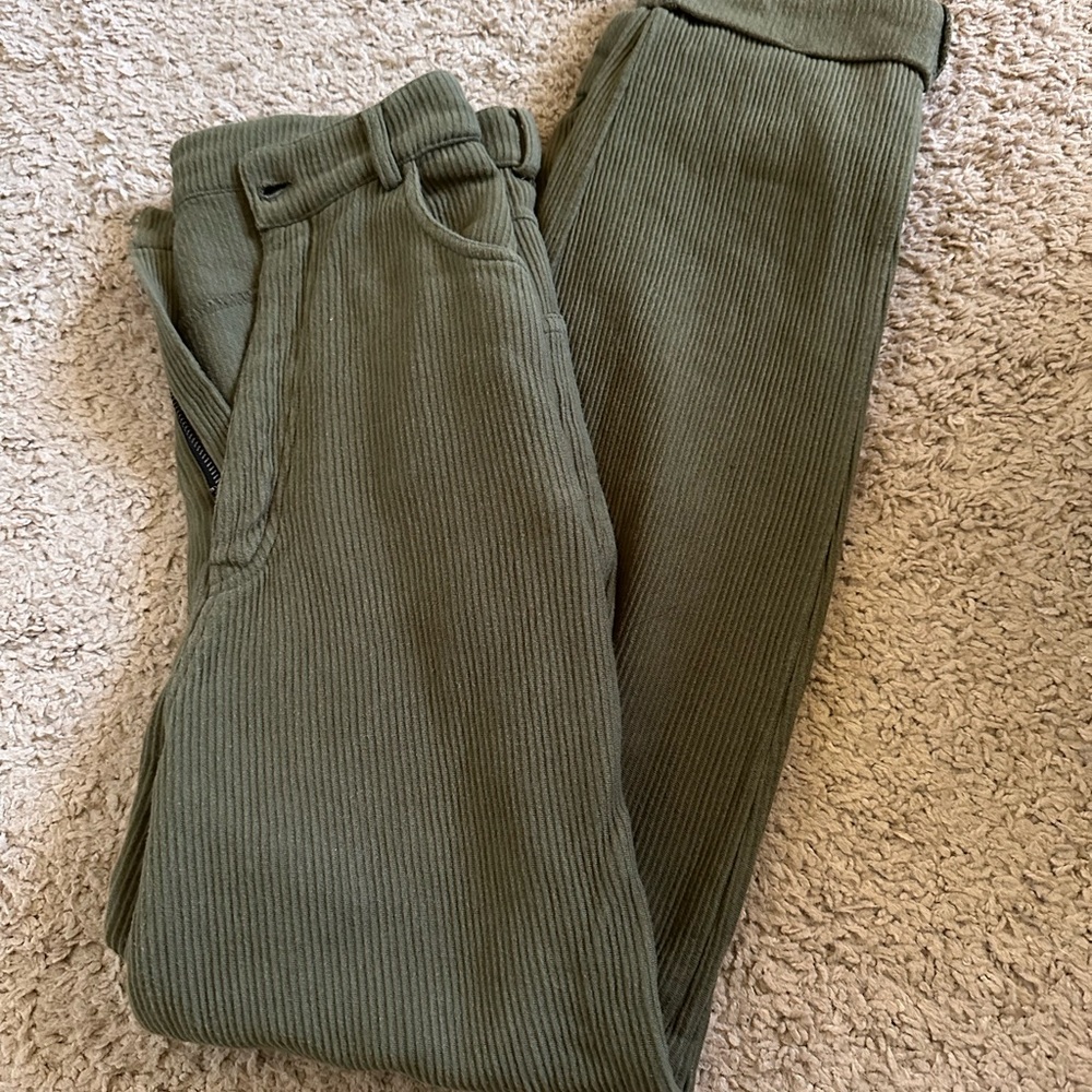 Olive Green Corduroy/cotton Women's Trousers